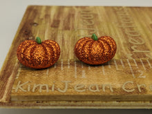 Load image into Gallery viewer, Sparkle Pumpkin Stud Earrings
