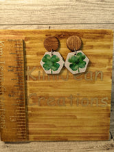 Load image into Gallery viewer, Four Leaf Clover Wood Stud Earrings