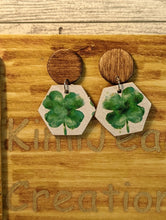 Load image into Gallery viewer, Four Leaf Clover Wood Stud Earrings