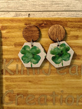 Load image into Gallery viewer, Four Leaf Clover Wood Stud Earrings