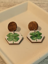 Load image into Gallery viewer, Four Leaf Clover Wood Stud Earrings