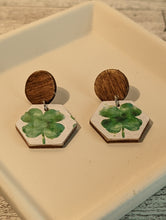 Load image into Gallery viewer, Four Leaf Clover Wood Stud Earrings