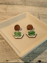 Load image into Gallery viewer, Four Leaf Clover Wood Stud Earrings