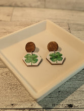 Load image into Gallery viewer, Four Leaf Clover Wood Stud Earrings
