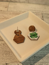 Load image into Gallery viewer, Four Leaf Clover Wood Stud Earrings