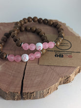 Load image into Gallery viewer, Breast Cancer Diffuser Wood Bracelet