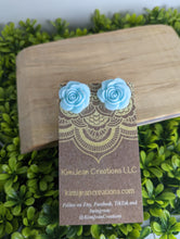 Load image into Gallery viewer, Rose Sky Blue Stud Earrings