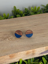 Load image into Gallery viewer, Wood & Resin Stud Earrings- Blue
