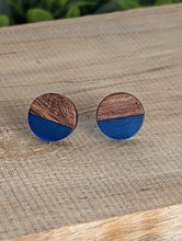 Load image into Gallery viewer, Wood & Resin Stud Earrings- Blue