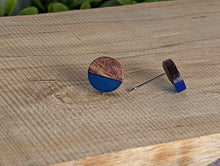 Load image into Gallery viewer, Wood & Resin Stud Earrings- Blue