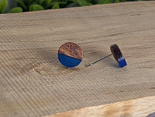 Load image into Gallery viewer, Wood & Resin Stud Earrings- Blue