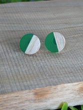 Load image into Gallery viewer, Wood & Resin Stud Earrings- Green