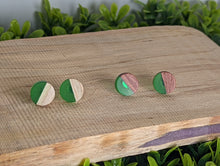 Load image into Gallery viewer, Wood & Resin Stud Earrings- Green