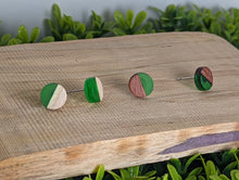 Load image into Gallery viewer, Wood & Resin Stud Earrings- Green
