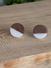 Load image into Gallery viewer, Wood & Resin Stud Earrings- White