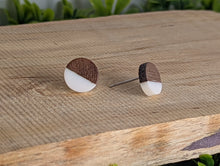 Load image into Gallery viewer, Wood & Resin Stud Earrings- White