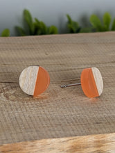 Load image into Gallery viewer, Wood & Resin Stud Earrings- Orange