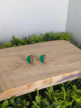Load image into Gallery viewer, Wood & Resin Stud Earrings- Sea Green