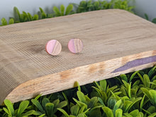 Load image into Gallery viewer, Wood & Resin Stud Earrings- Pink
