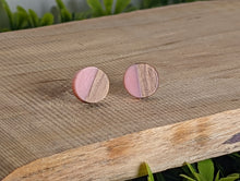Load image into Gallery viewer, Wood & Resin Stud Earrings- Pink