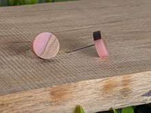 Load image into Gallery viewer, Wood & Resin Stud Earrings- Pink