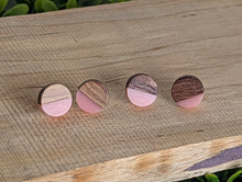 Load image into Gallery viewer, Wood & Resin Stud Earrings- Pink