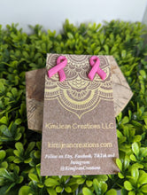 Load image into Gallery viewer, Breast Cancer Awareness Pink Ribbon Stud Earrings