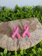 Load image into Gallery viewer, Breast Cancer Awareness Pink Ribbon Stud Earrings