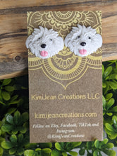Load image into Gallery viewer, White Sheepdog Stud Earrings