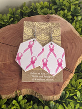 Load image into Gallery viewer, Breast Cancer Awareness Pink Ribbon Wooden Earrings
