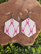 Load image into Gallery viewer, Breast Cancer Awareness Pink Ribbon Wooden Earrings