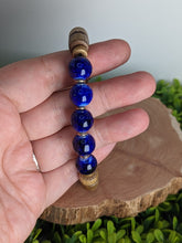 Load image into Gallery viewer, Blue Glass & Wood Diffuser DIY Bracelet Kit