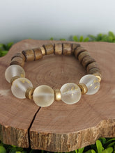 Load image into Gallery viewer, Gold Splatter Glass & Wood Diffuser DIY Bracelet Kit