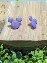 Load image into Gallery viewer, Mickey Purple Sparkle Stud Earrings
