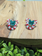 Load image into Gallery viewer, Minnie Red &amp; White Wreath with Bow Stud Earrings
