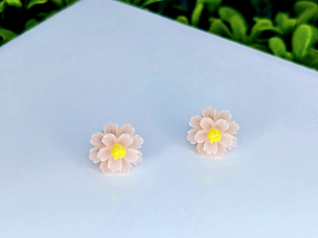 Peach Camellia Stud Earrings