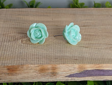 Load image into Gallery viewer, Rose Sea Green Stud Earrings Lg

