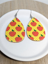 Load image into Gallery viewer, Teacher Red Apple Wood Tear Drop Earrings
