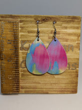 Load image into Gallery viewer, Pastel Watercolor Wood Tear Drop Earrings
