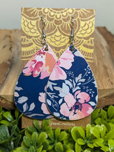 Load image into Gallery viewer, Blue Floral Wood Earrings
