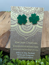 Load image into Gallery viewer, Shamrock Post Resin Earrings- Solid Green
