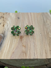 Load image into Gallery viewer, Shamrock Post Resin Earrings- Green with Gold Glitter
