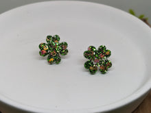Load image into Gallery viewer, Shamrock Post Resin Earrings- Green with Gold Glitter
