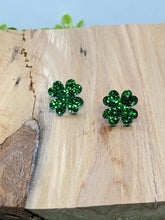 Load image into Gallery viewer, Shamrock Post Resin Earrings- Green Glitter
