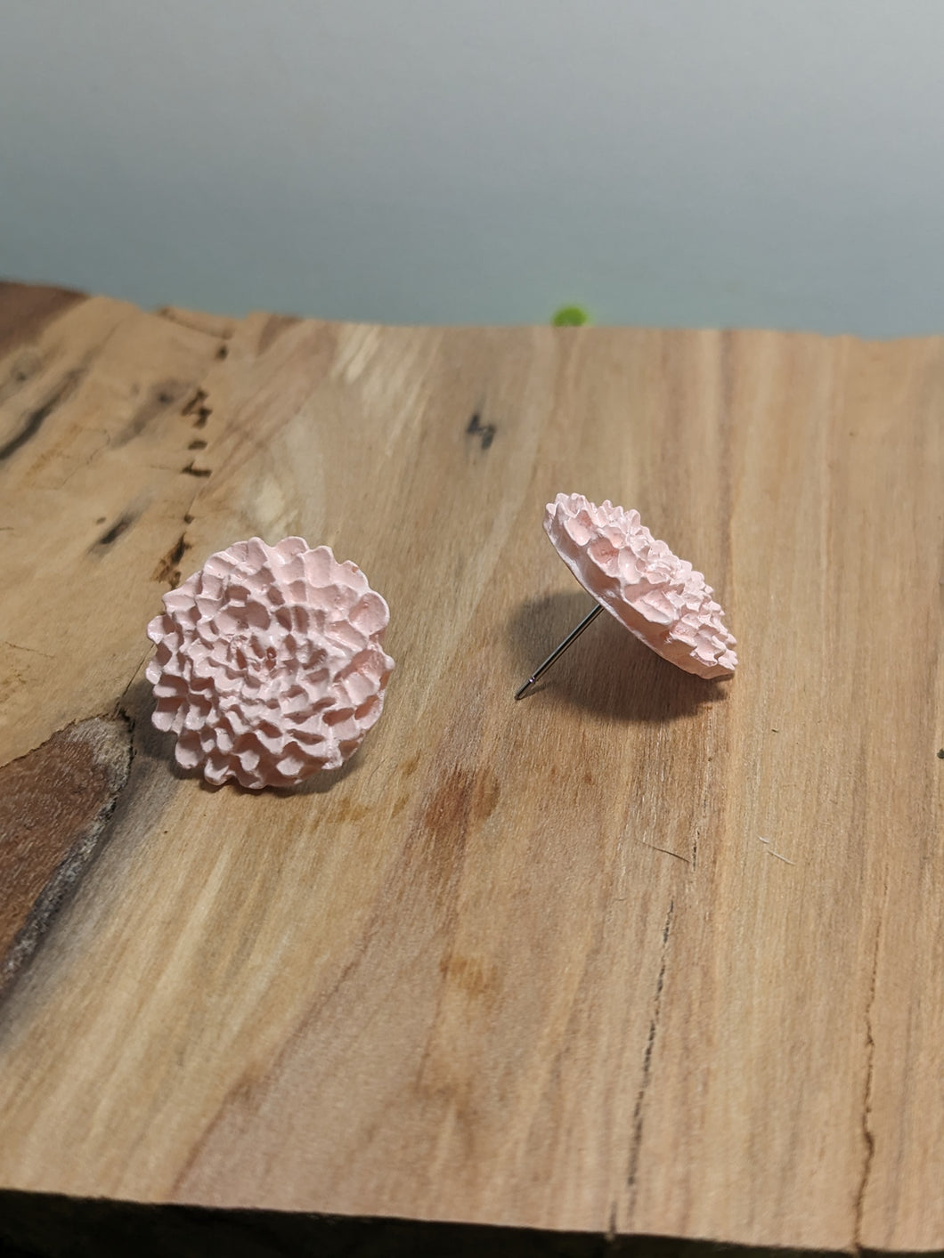 Hydrangea Light  Pink  Flower Stud Earrings