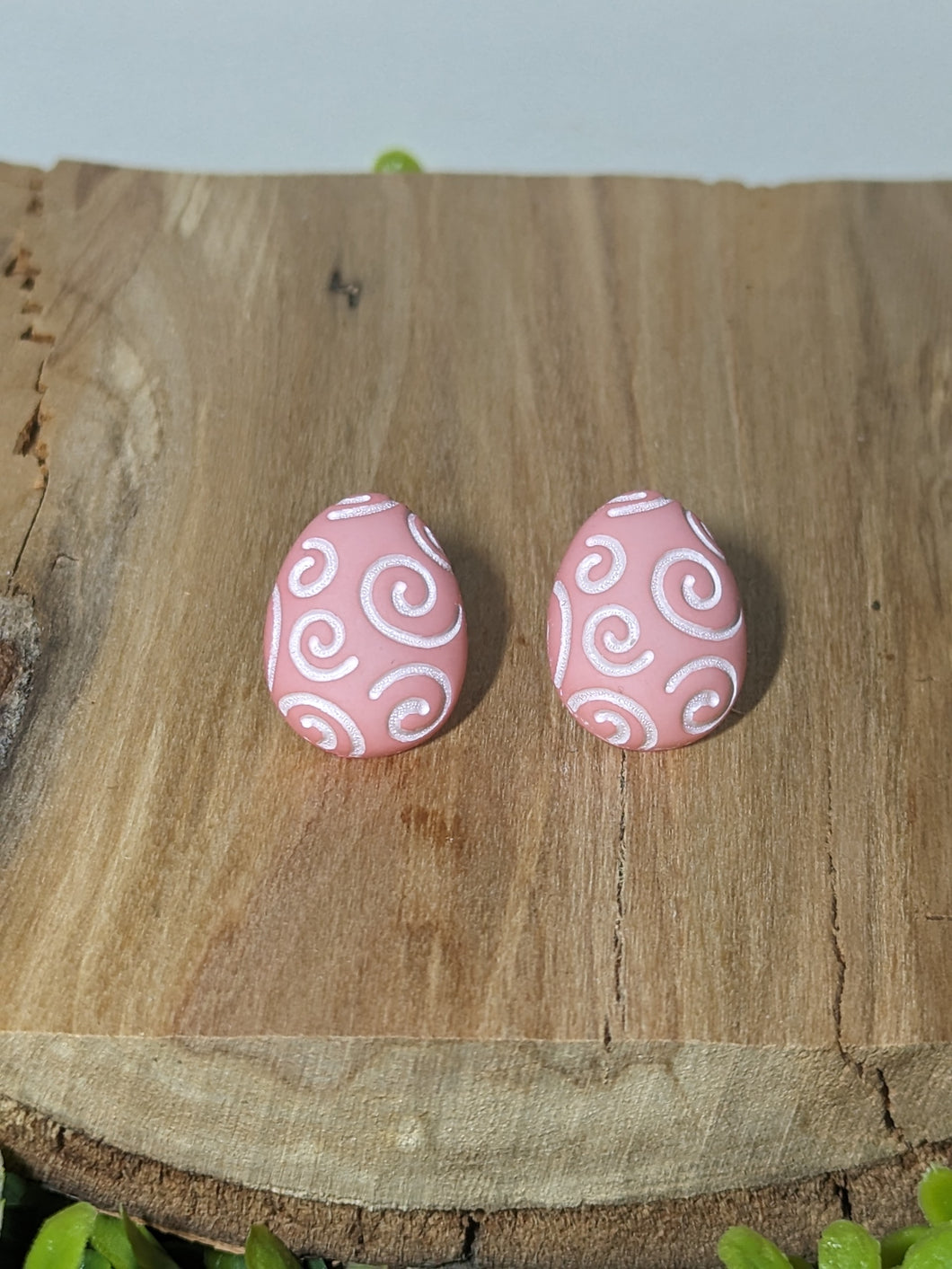 Easter Egg Swirl Stud Earrings- Pink