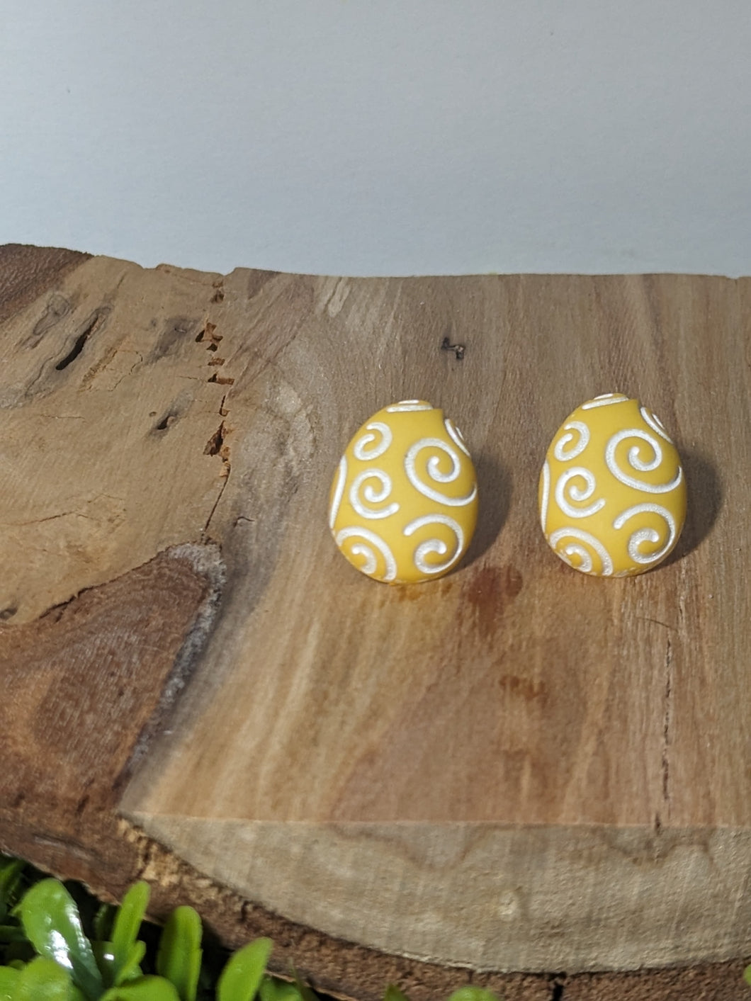 Easter Egg Swirl Stud Earrings- Yellow