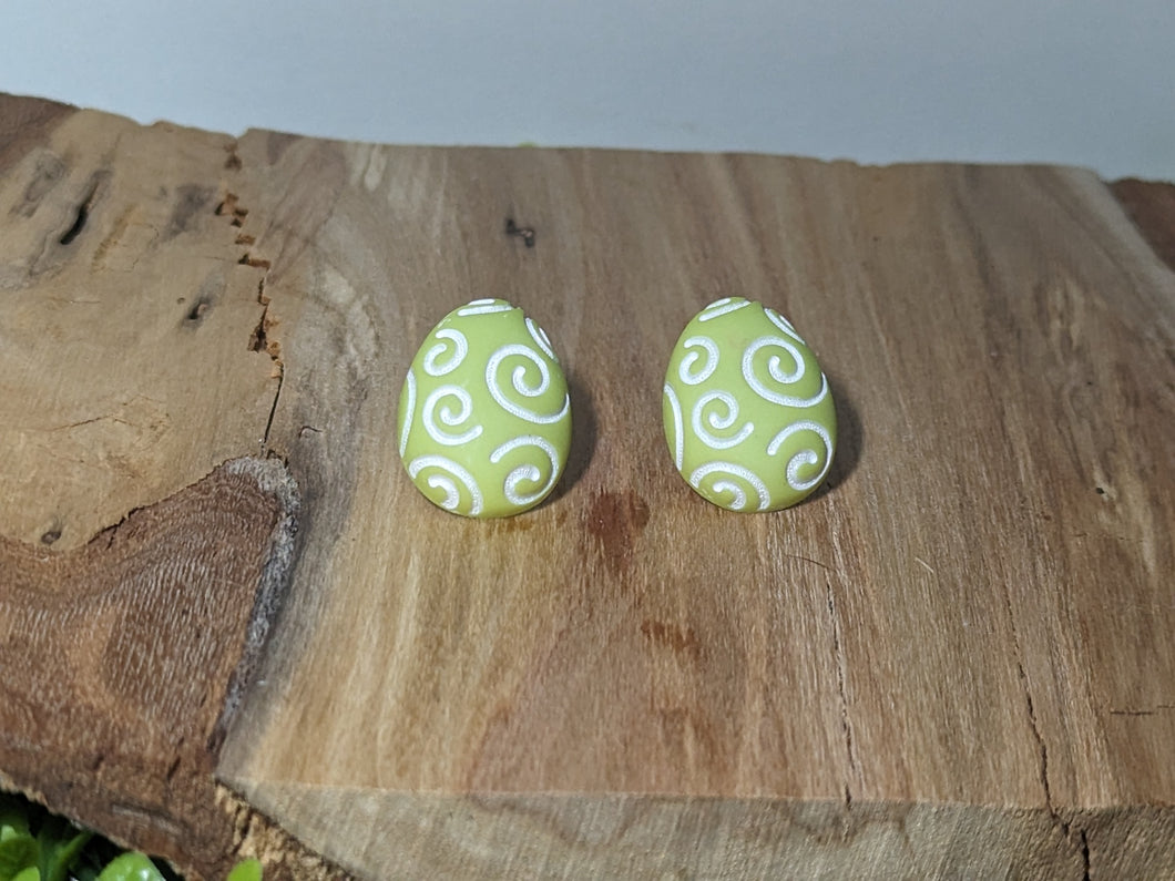 Easter Egg Swirl Stud Earrings- Green