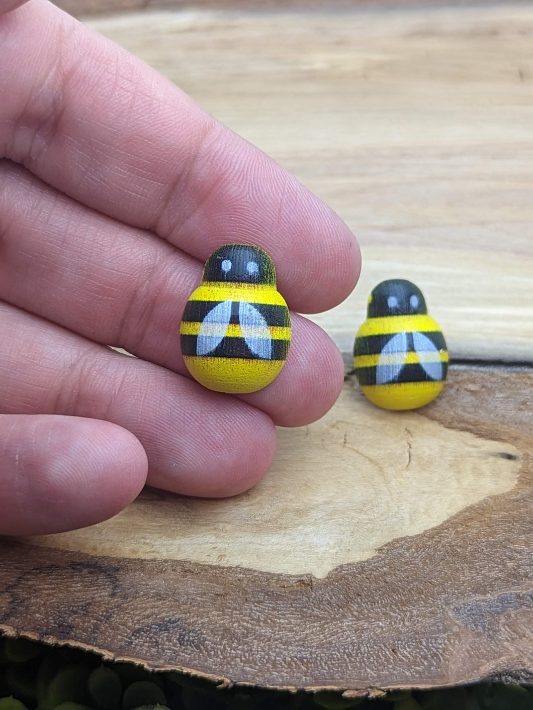 Bumblebee Wooden Stud Earrings