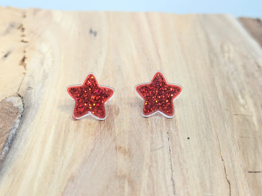Red Star Stud Earrings